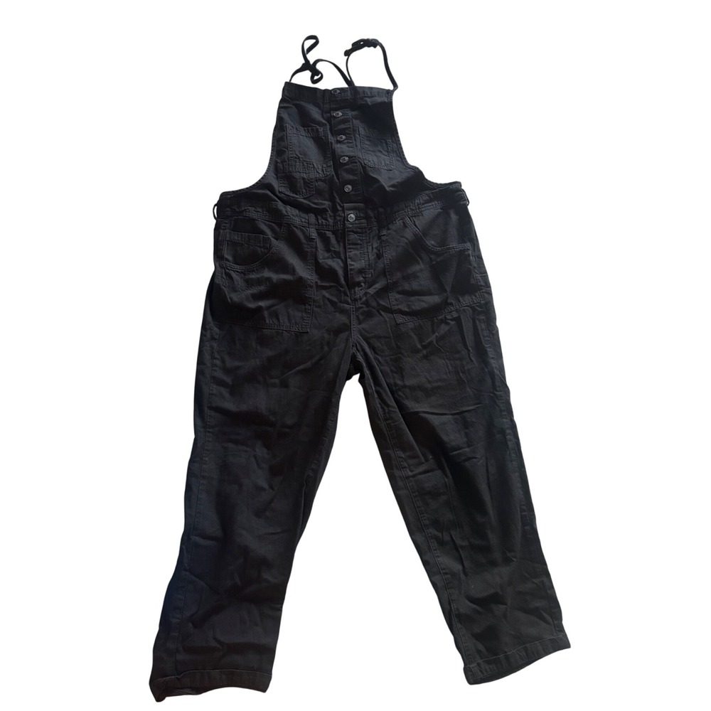 Torrid Black Utility Overalls Button Front Bib Tie Straps 10R
